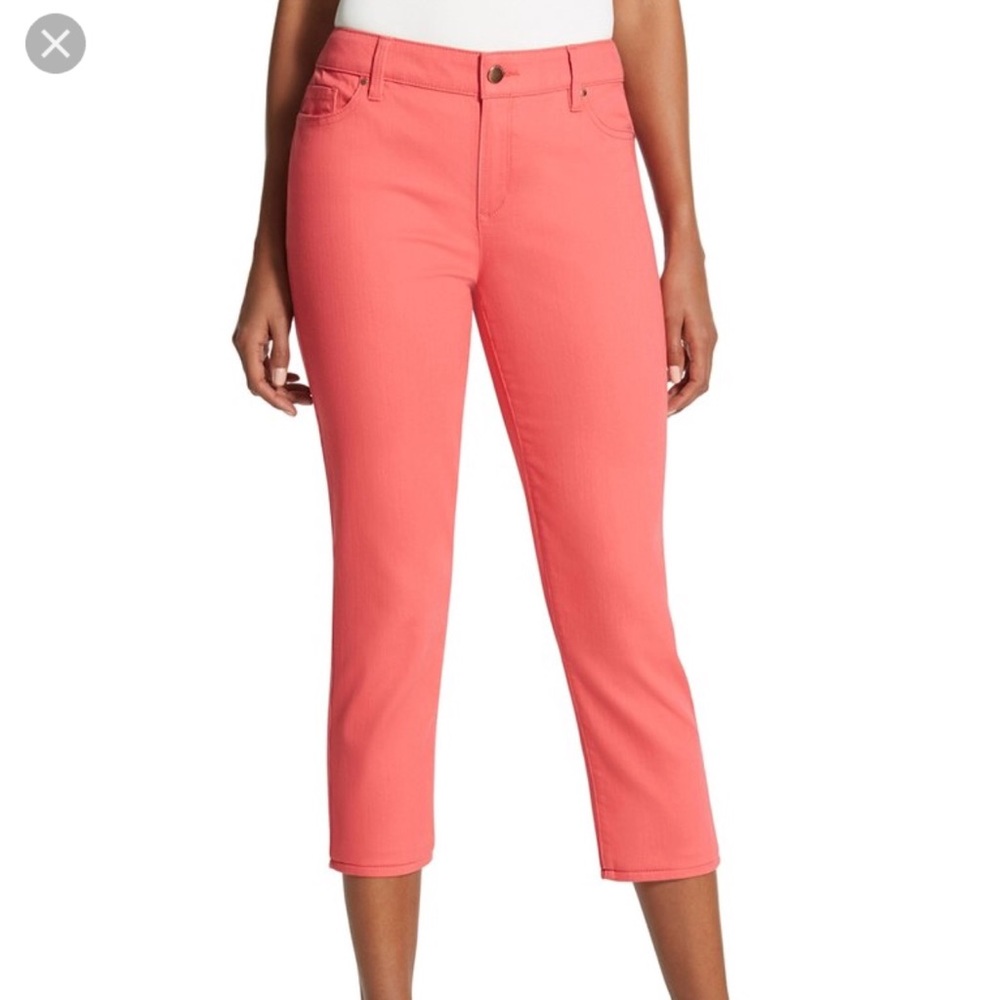 Chico’s platinum coral crop jeans